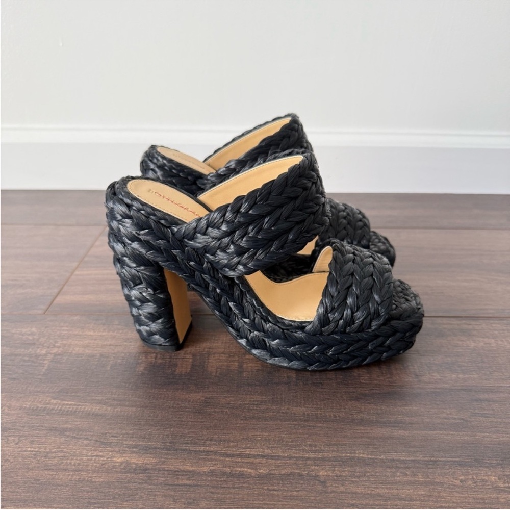 BOTTEGA VENETA Woven Straw 120 Platform Sandals - Picture 5 of 11